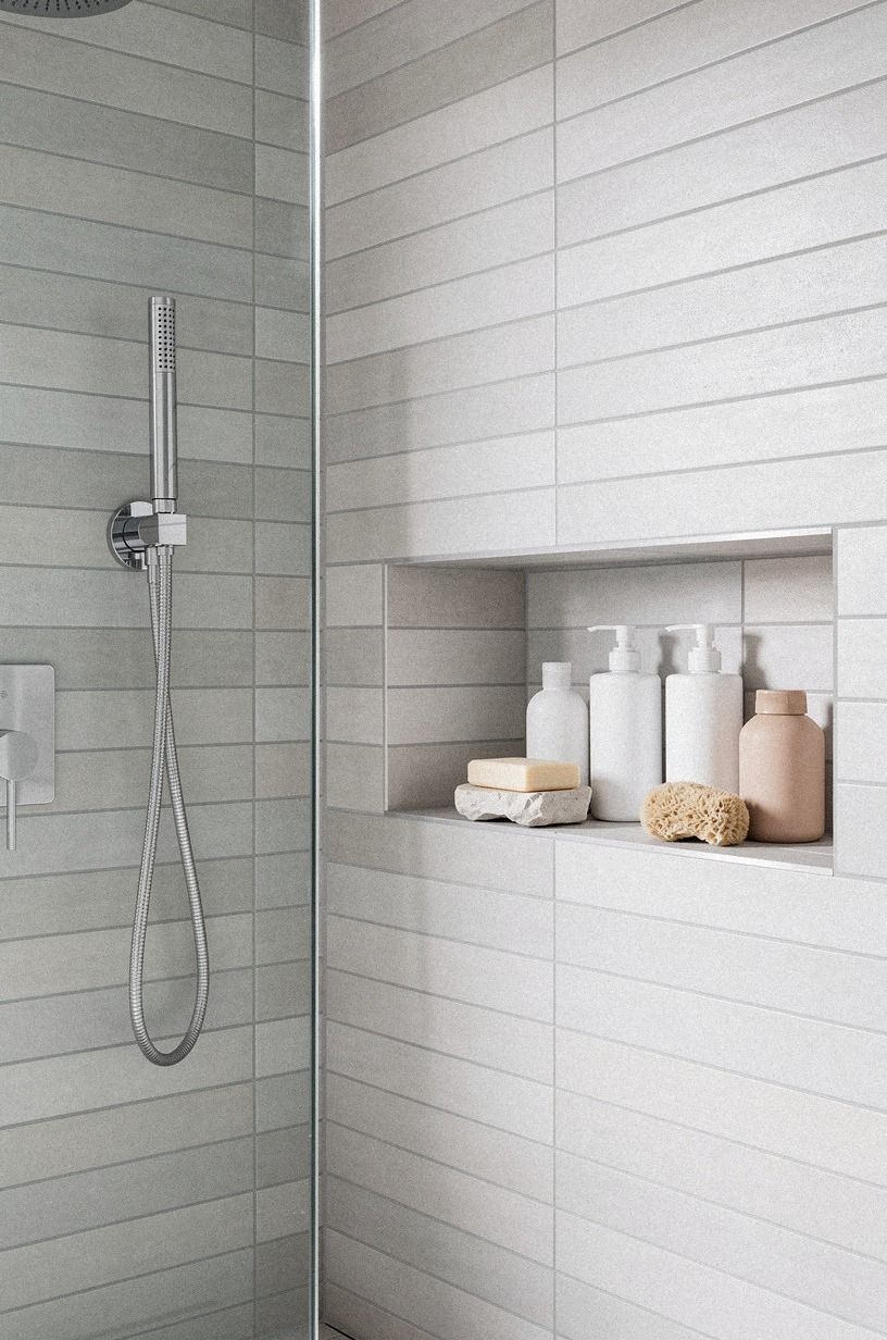 Build the Recessed-Ledge Illusion with a built shower shelf
