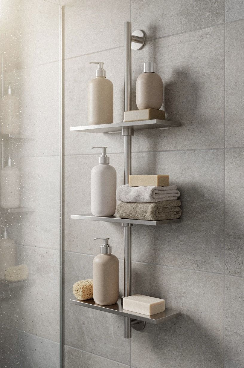 Hang a Rail and Turn the Wall into a shelf in shower system
