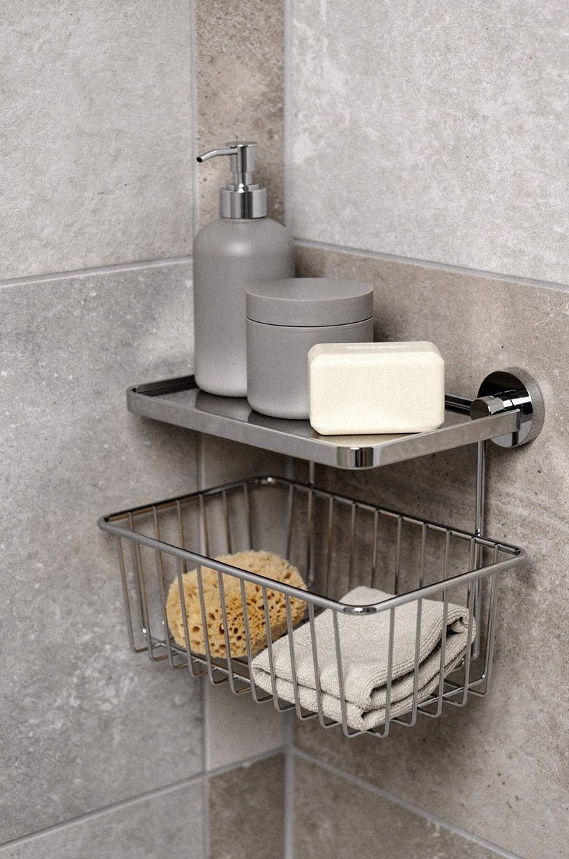 Mix a removable caddy with a fixed ledge