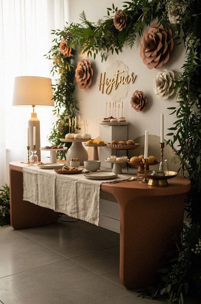 Greenery or Paper: Frame the Dessert Wall