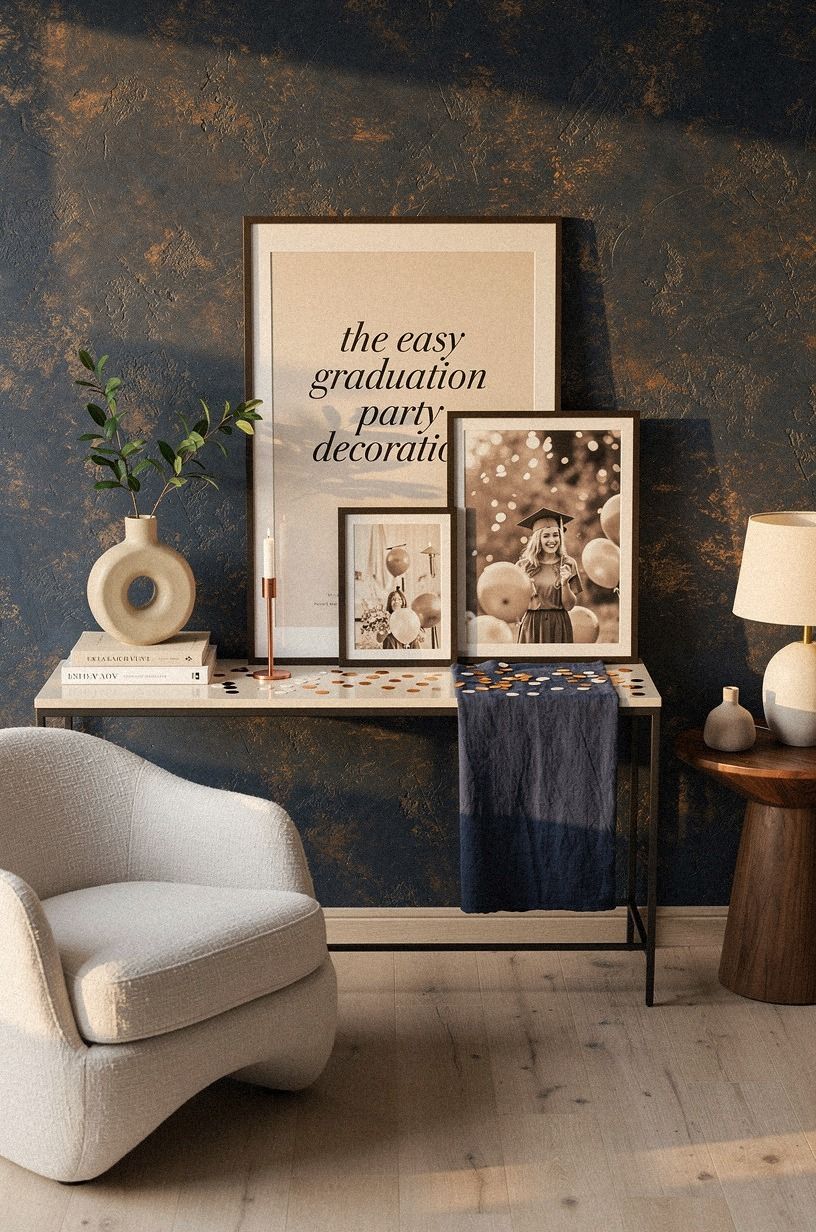 Layer a Three-Height Photo Display for Graduation Ideas Decorations