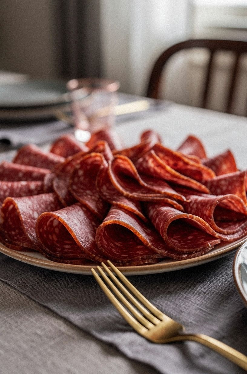 Fold a Ribbon-Cut Salami Fan for Easy Serving