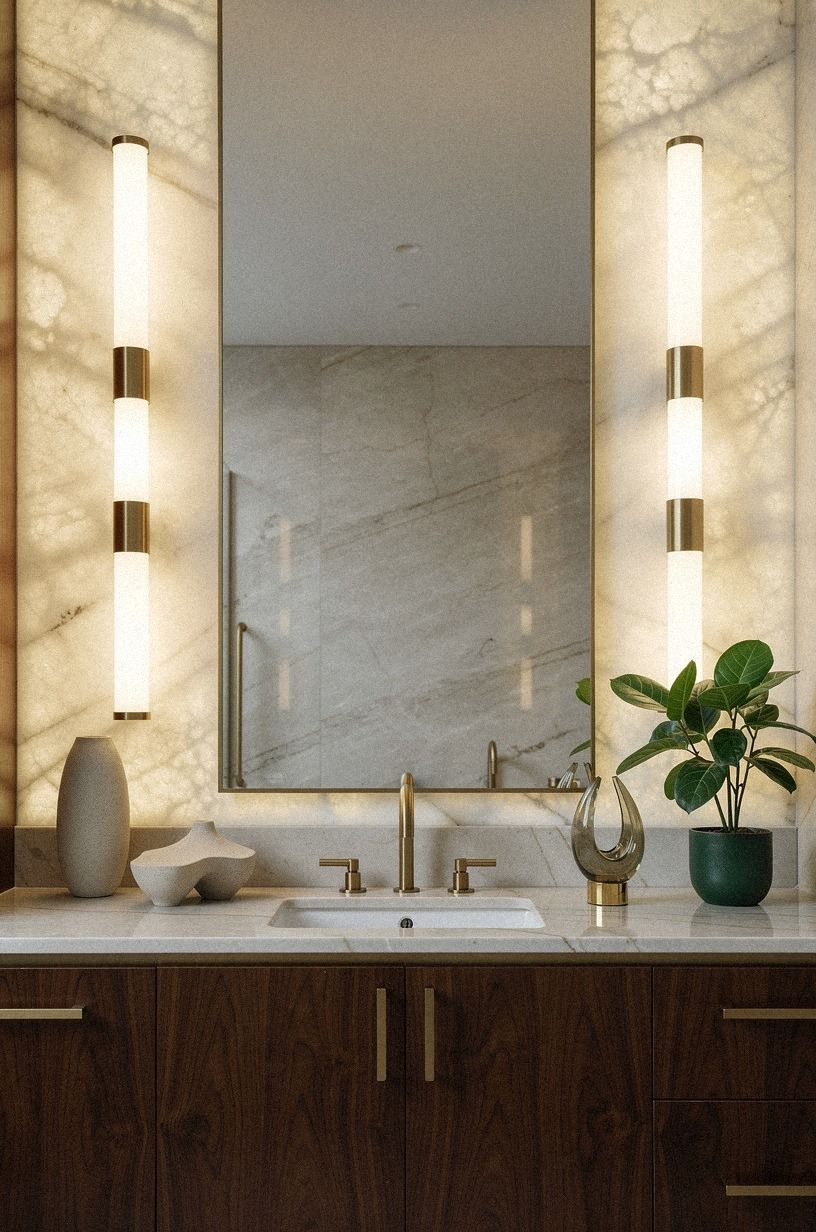 Frame the Mirror with a Three-Height Light Stack