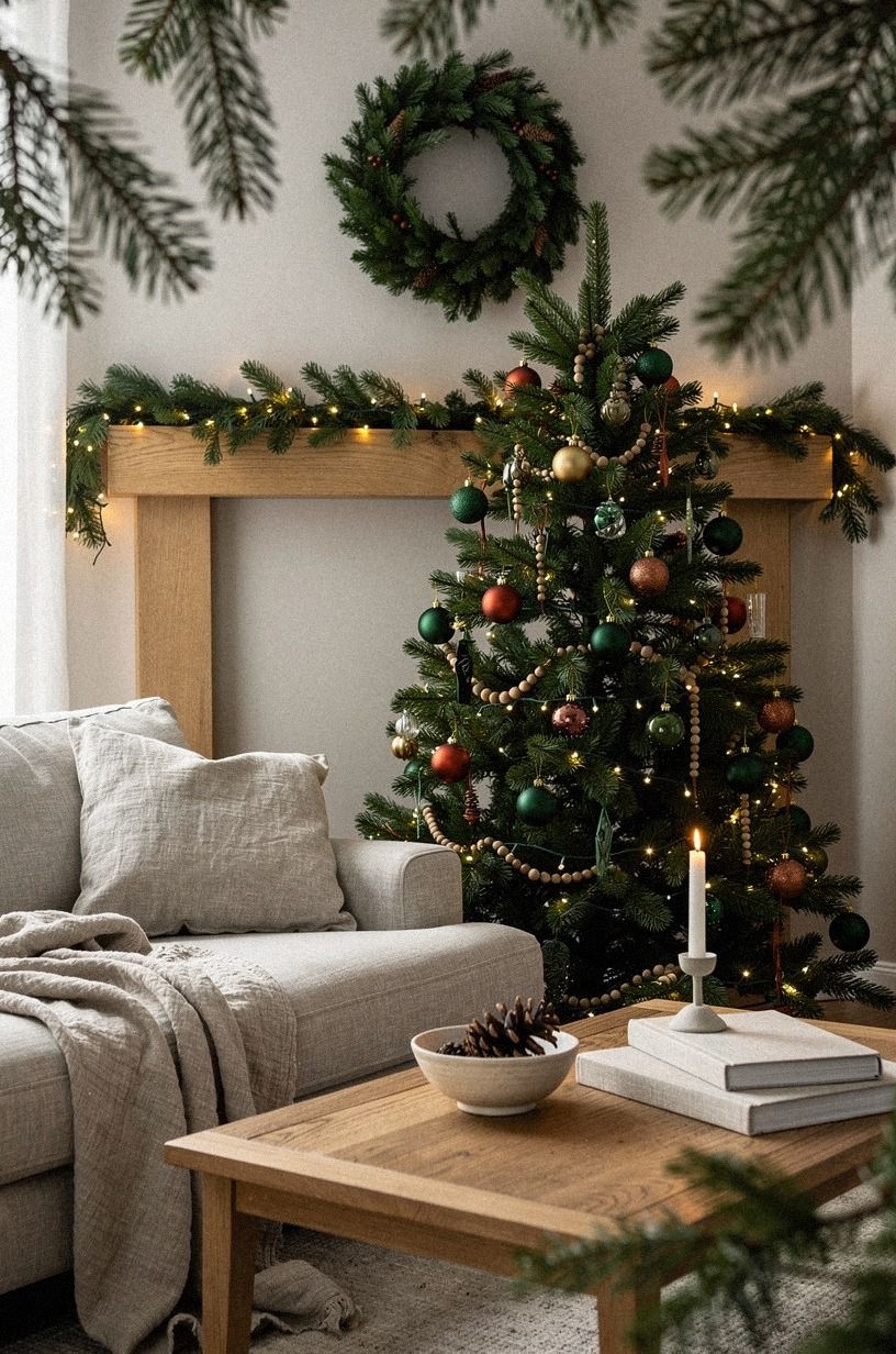 Frame the Tree with Quiet Evergreen Branches