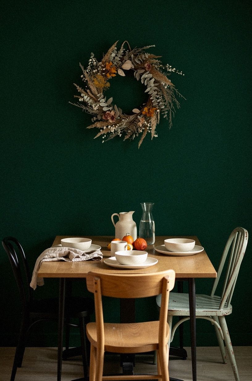 Frame the table with one painted wall