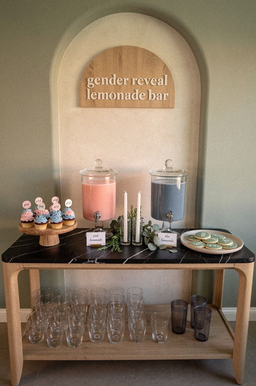 Build a Color-Split Lemonade Station for Gender Reveal Drink Ideas