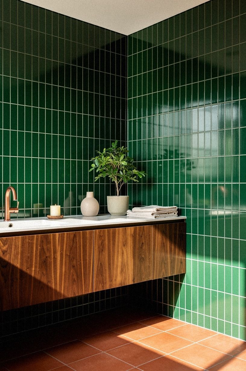 Pair Green Tile with a Terracotta Floor