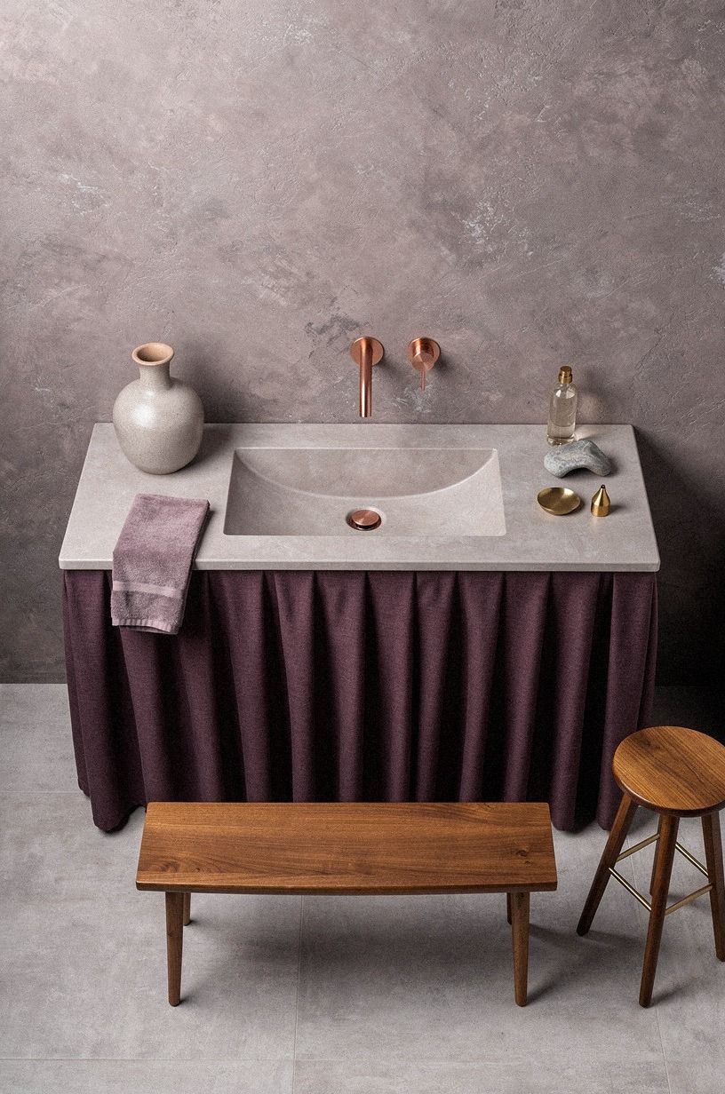 Choose a skirted vanity instead of a floating cabinet