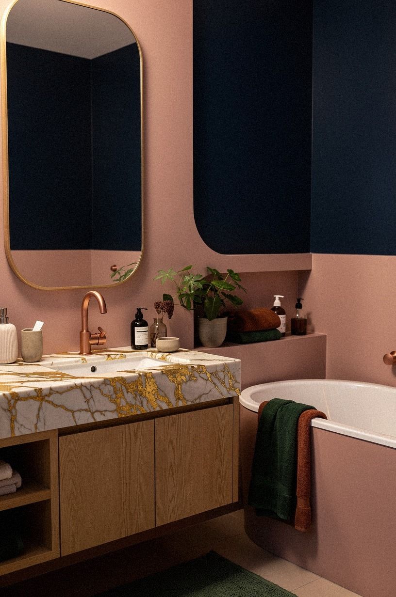 Pair pink with Hague Blue for a moody contrast