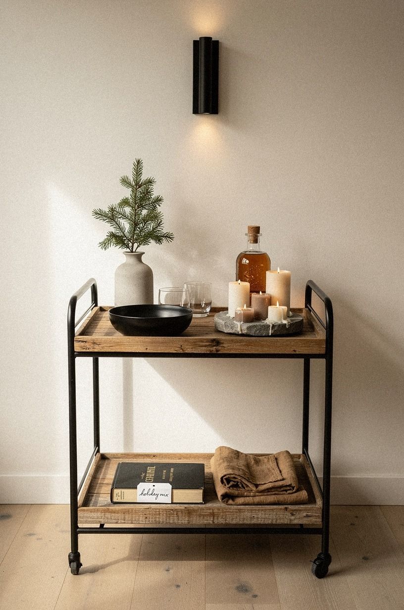 Anchor a Christmas Bar Cart With One Dark Note