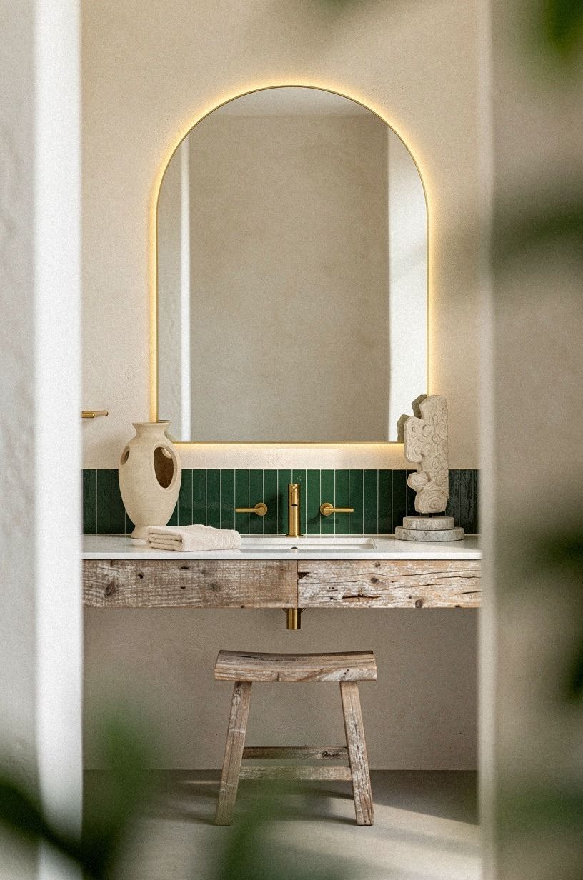 Hang an arched mirror with the Soft-Frame Effect