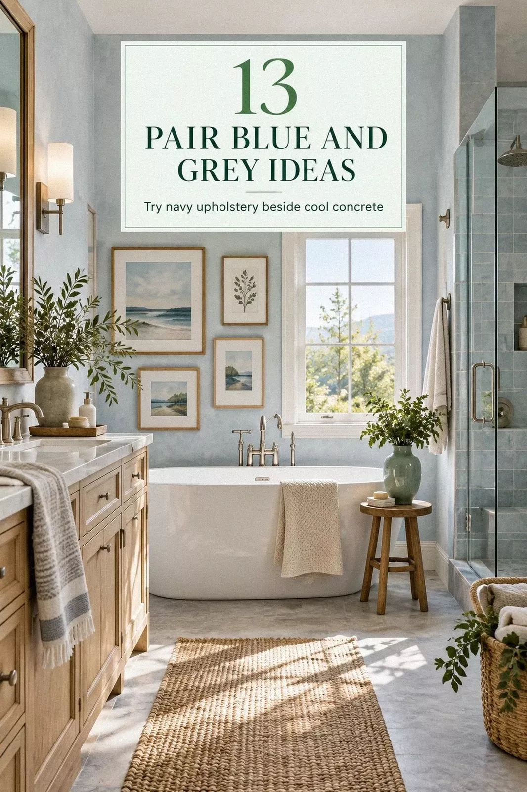 13 Blue and Grey Bathroom Pairings That Feel Serene, Not Cold