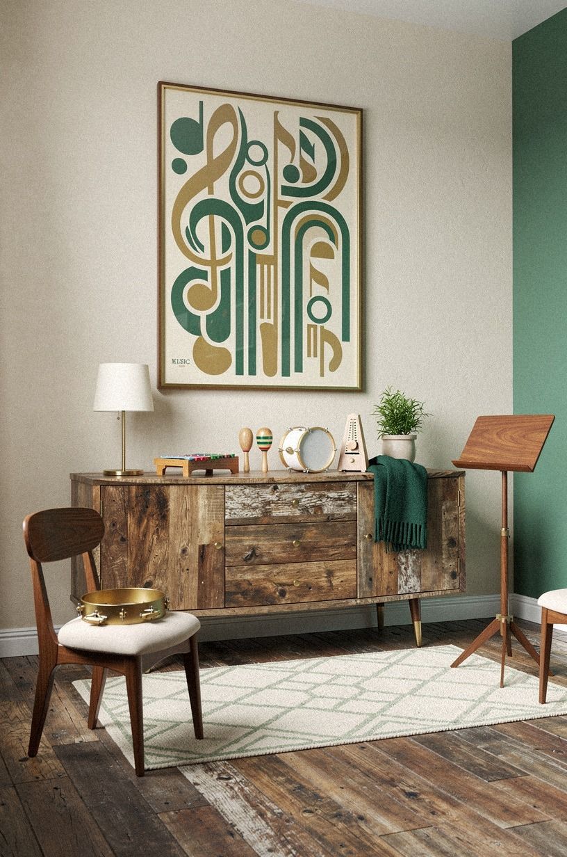 Frame a music wall with one bold print