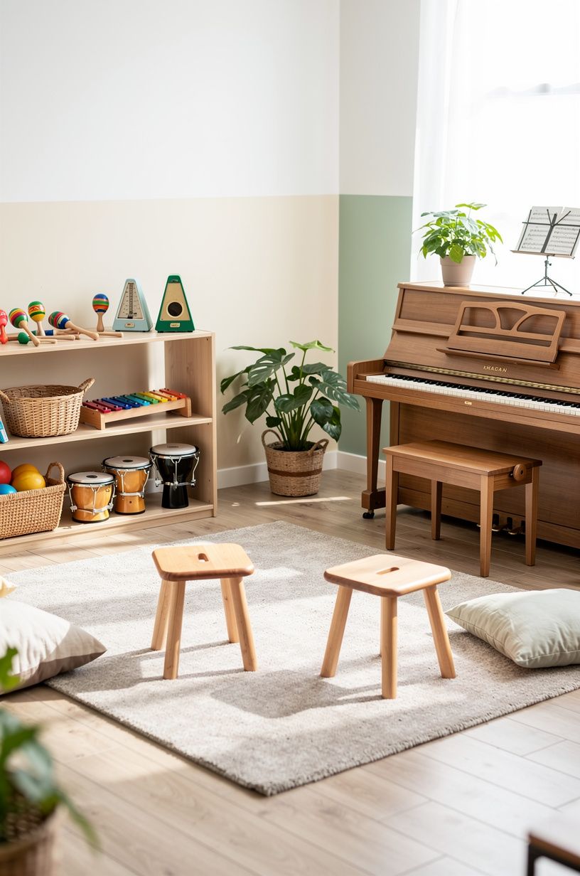 Map the musical room around one clear practice zone