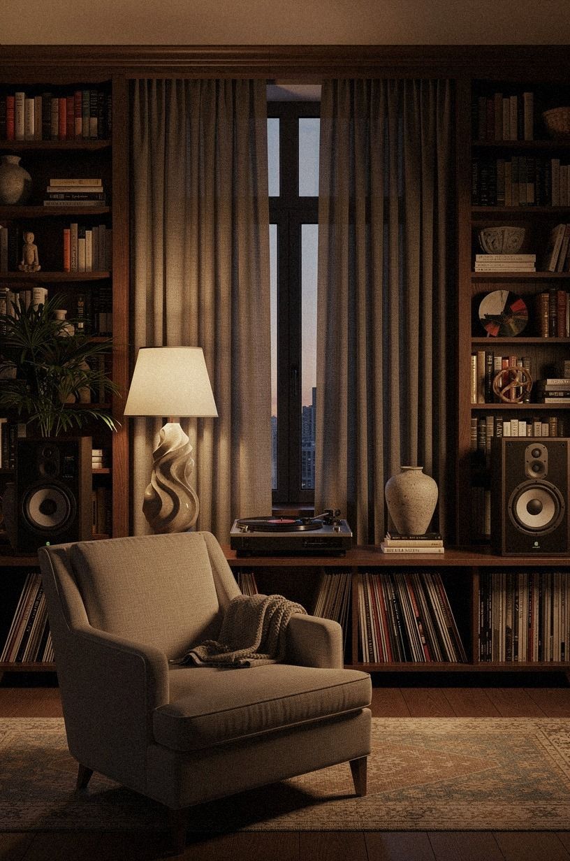 Hang Curtains High for a Softer Listening Corner