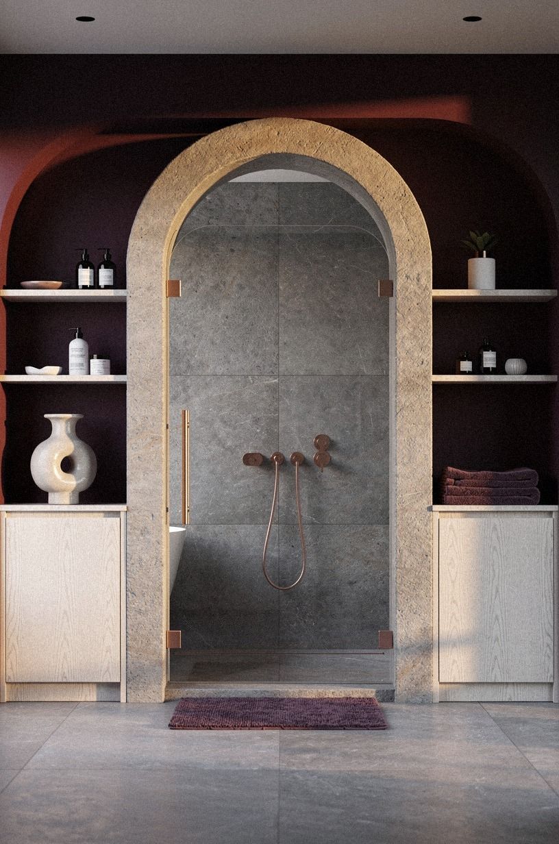 Frame the Shower With Arched Stonework