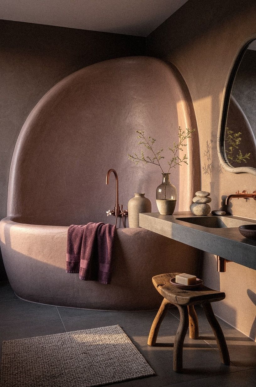Create an artisan bathroom with a plaster surround