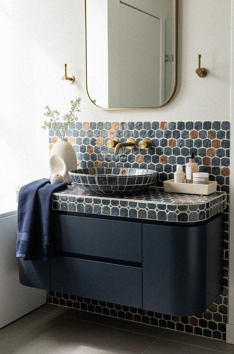 Frame a decorative sink with zellige