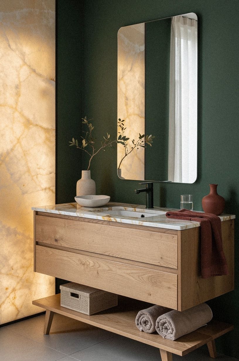 Swap a modern top for honed Calacatta Gold