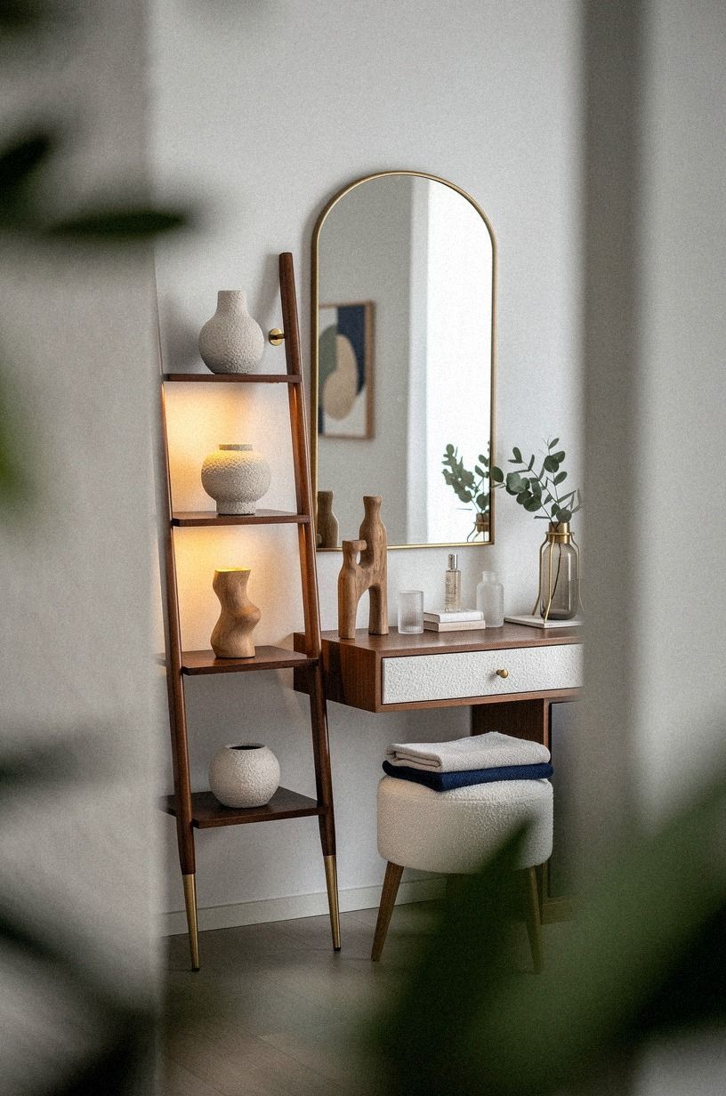 The Patina Ladder for a narrow vanity