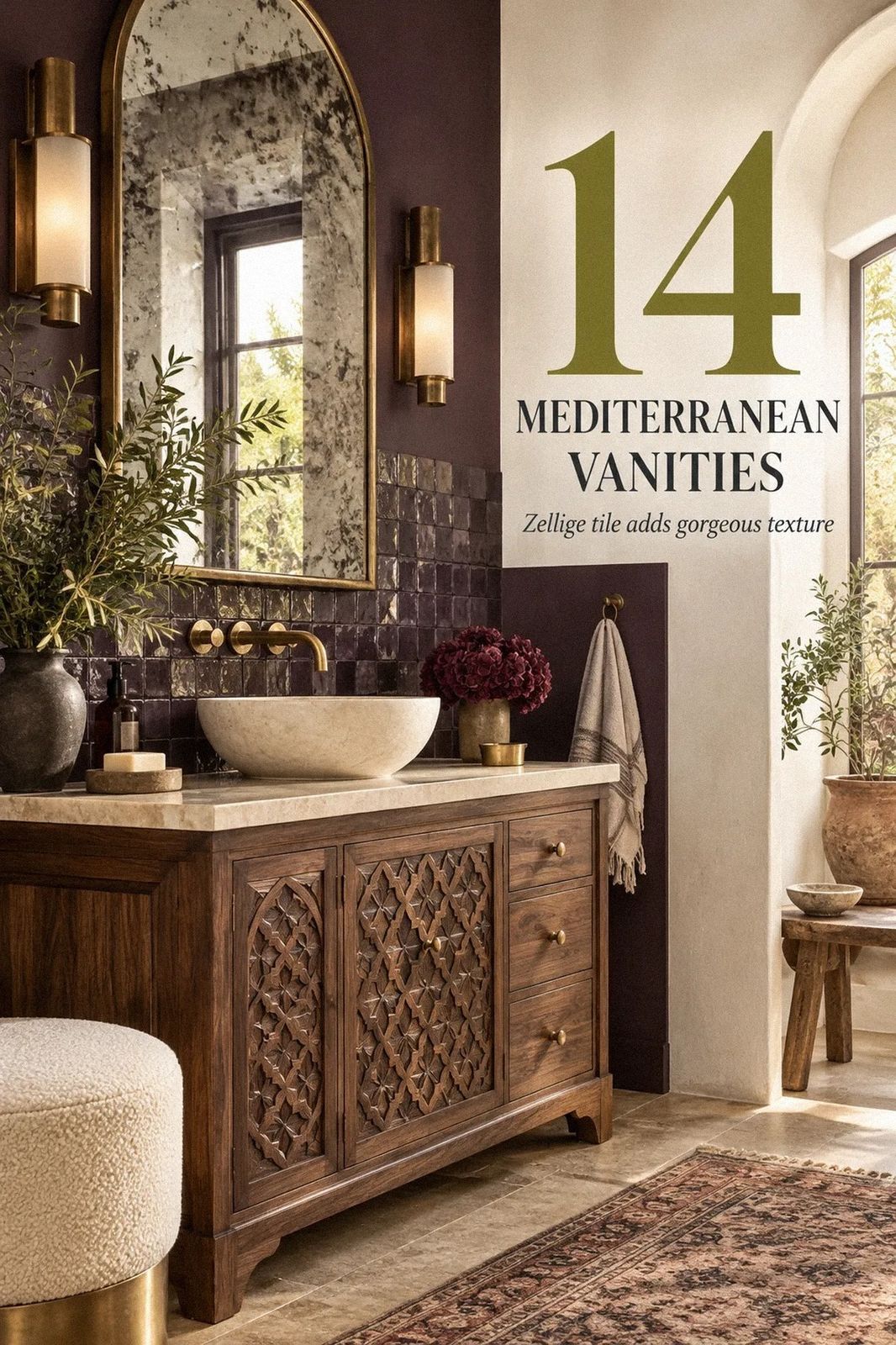 14 Mediterranean Vanities With Carved Wood, Stone Tops, And Antique Soul