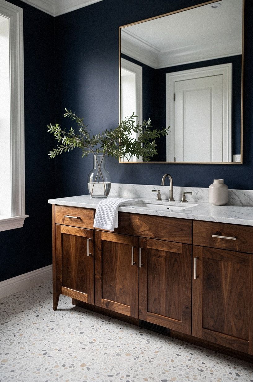 Pair a Walnut Vanity With a Marble Top