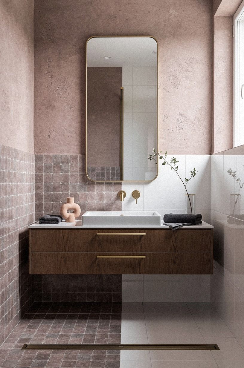 Zellige versus glossy tile in a modern minimalist shower room