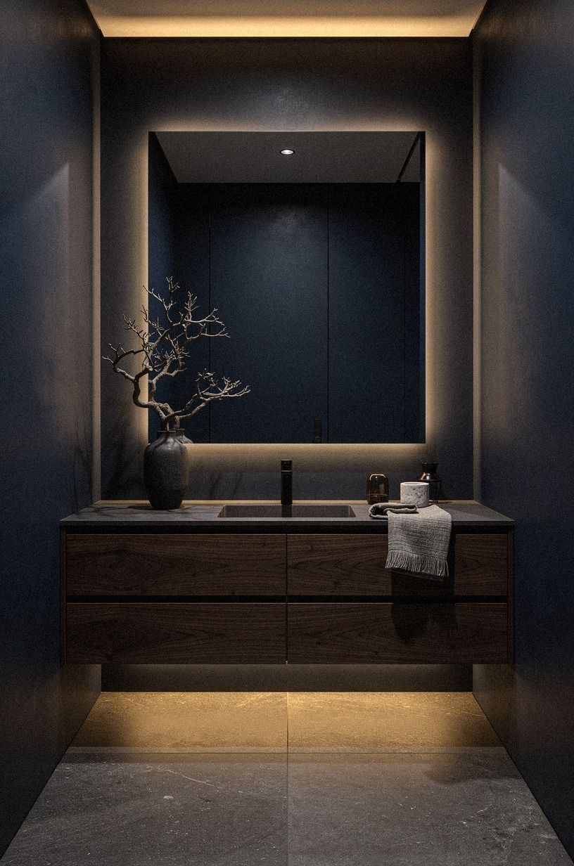 Float a Walnut Vanity Under the Mirror