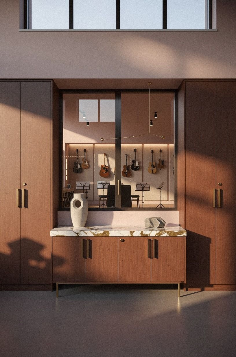 Mix Closed Storage With Open Instrument Practice Rooms