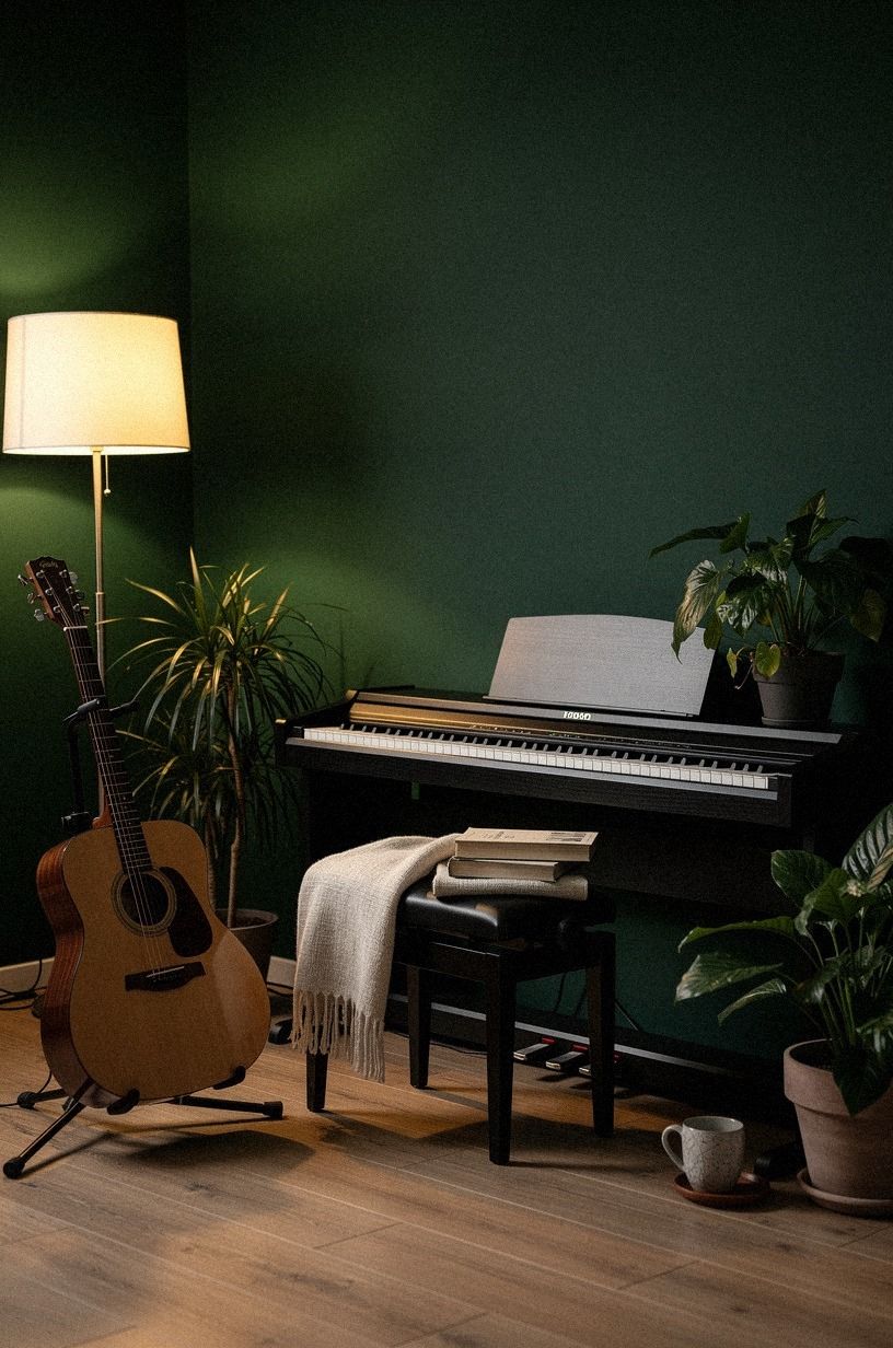 Paint One Wall for Moody Music Practice Room Inspiration