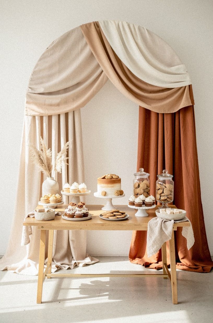 Swap Balloon Arches for a Layered Fabric Wall