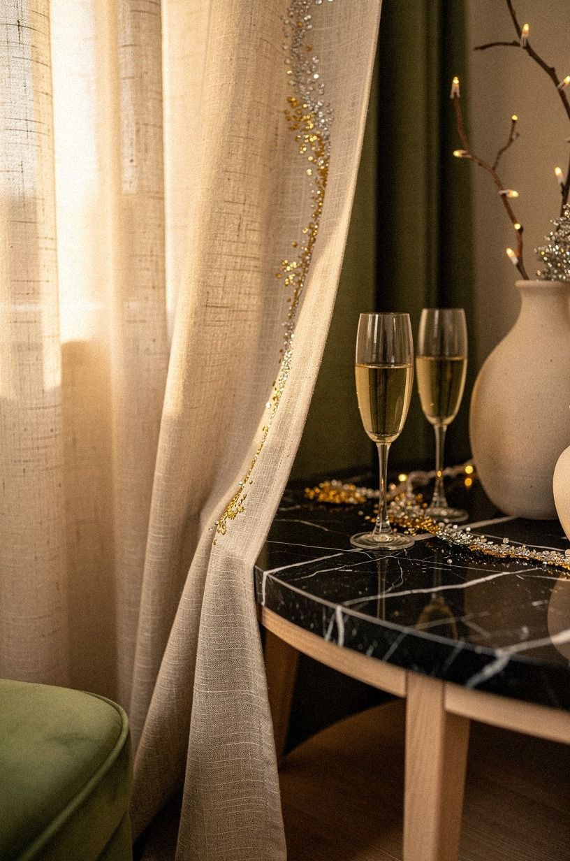 Dress the windows with floor-length linen
