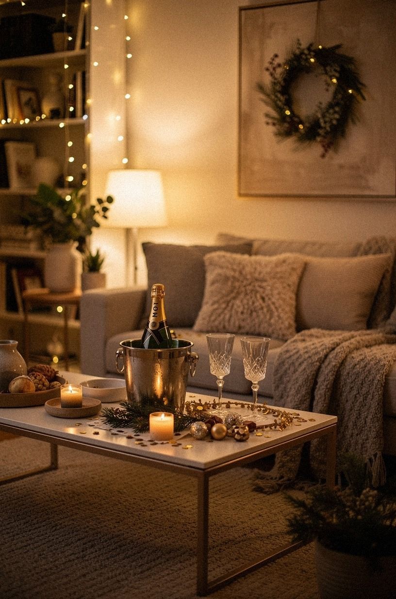 Frame the sofa with the Two-Wood Rule