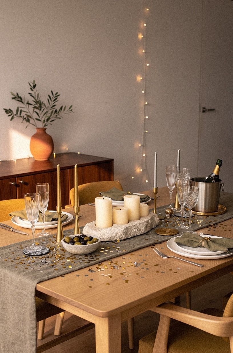 Use The Two-Wood Rule for a Warmer Nye Tablescape