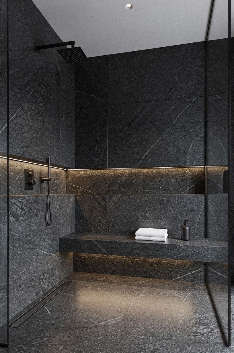 Balance Luxury Shower Inspiration With a Narrow Footprint