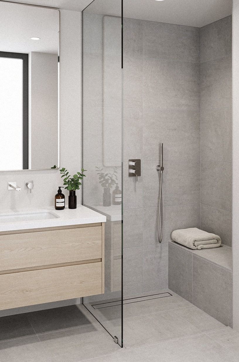 Float the Vanity Beside a 36-Inch Shower