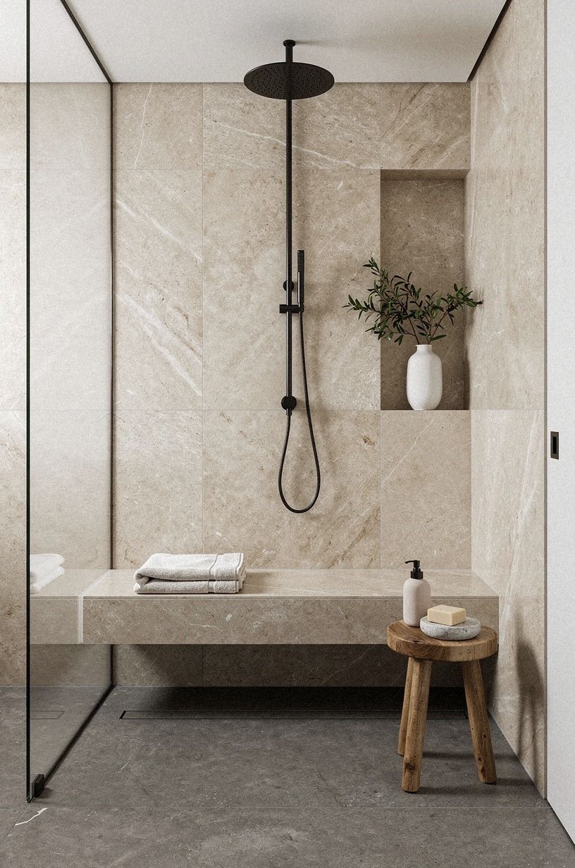 Minimalist Ensuite: Let Texture Do the Work