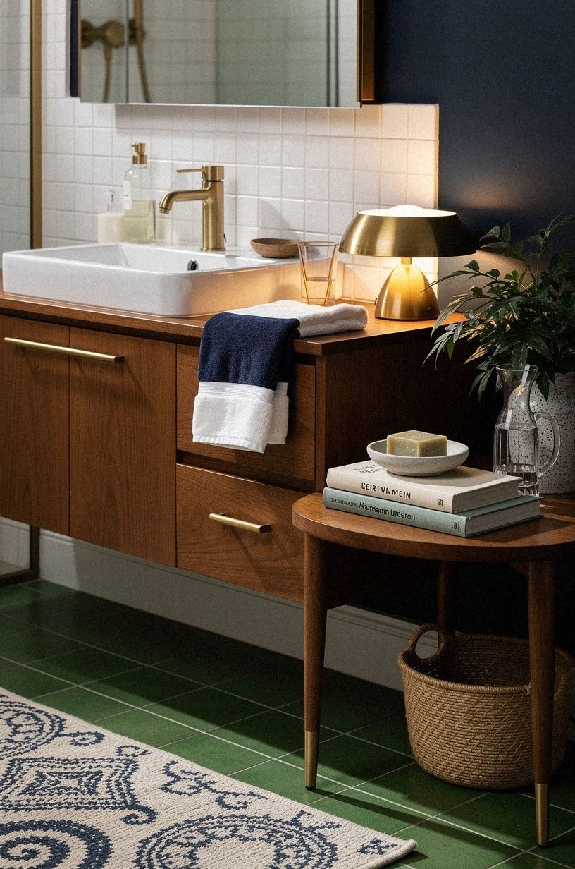 Let the floor carry the green and wood home style