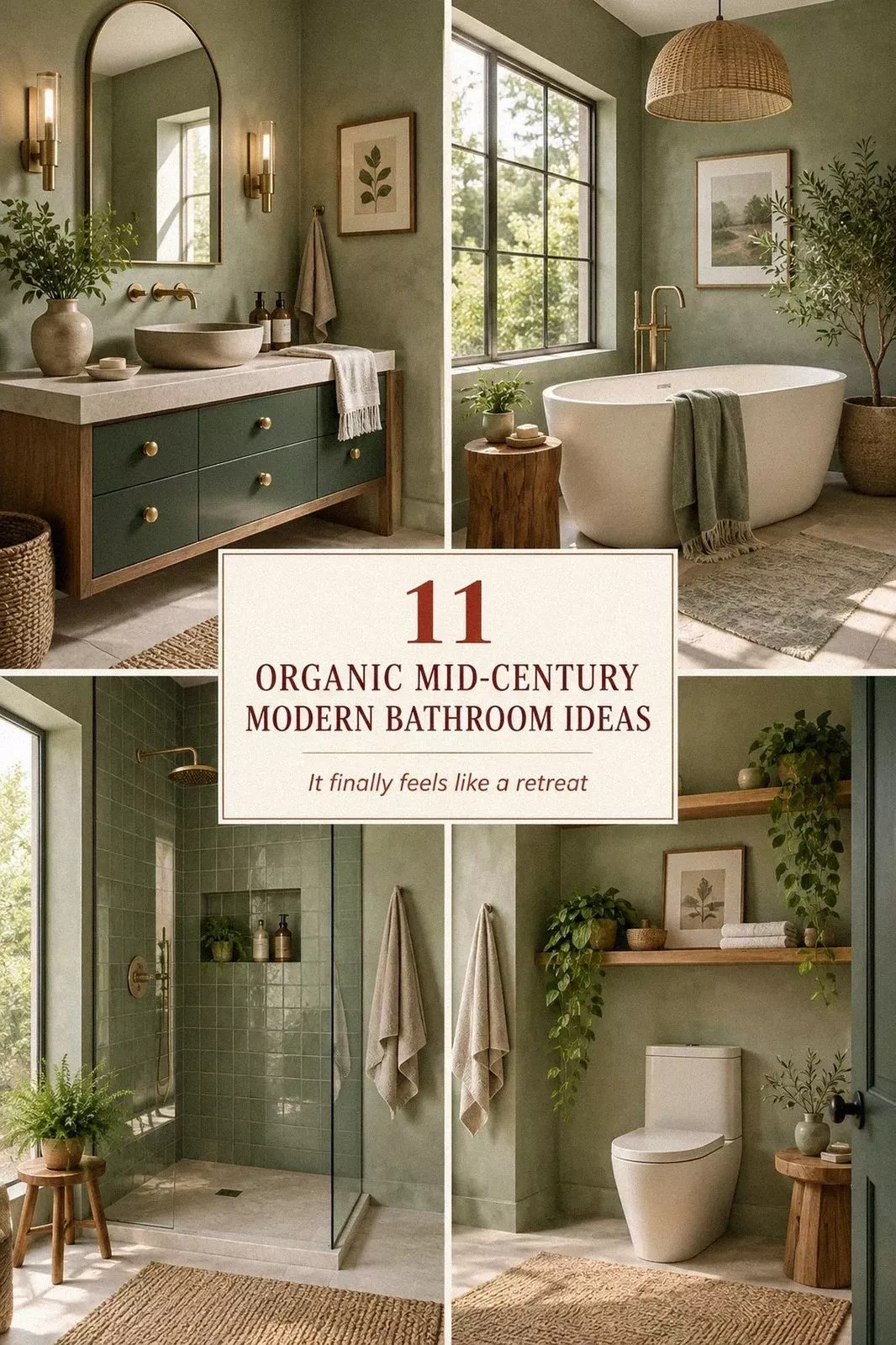 I Made My Organic Mid-Century Modern Bathroom Warm & Natural, Without Renovating