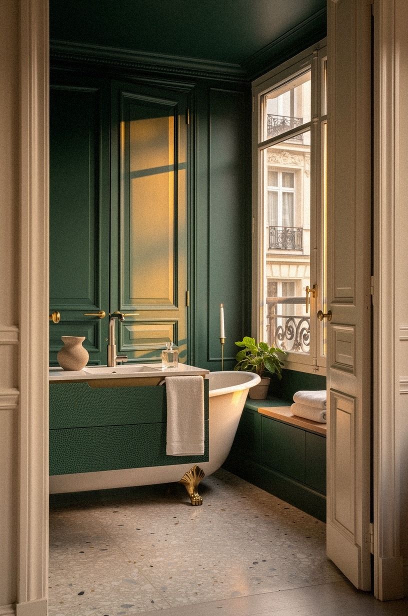 Float a Slim Vanity Beside the Parisian Bath