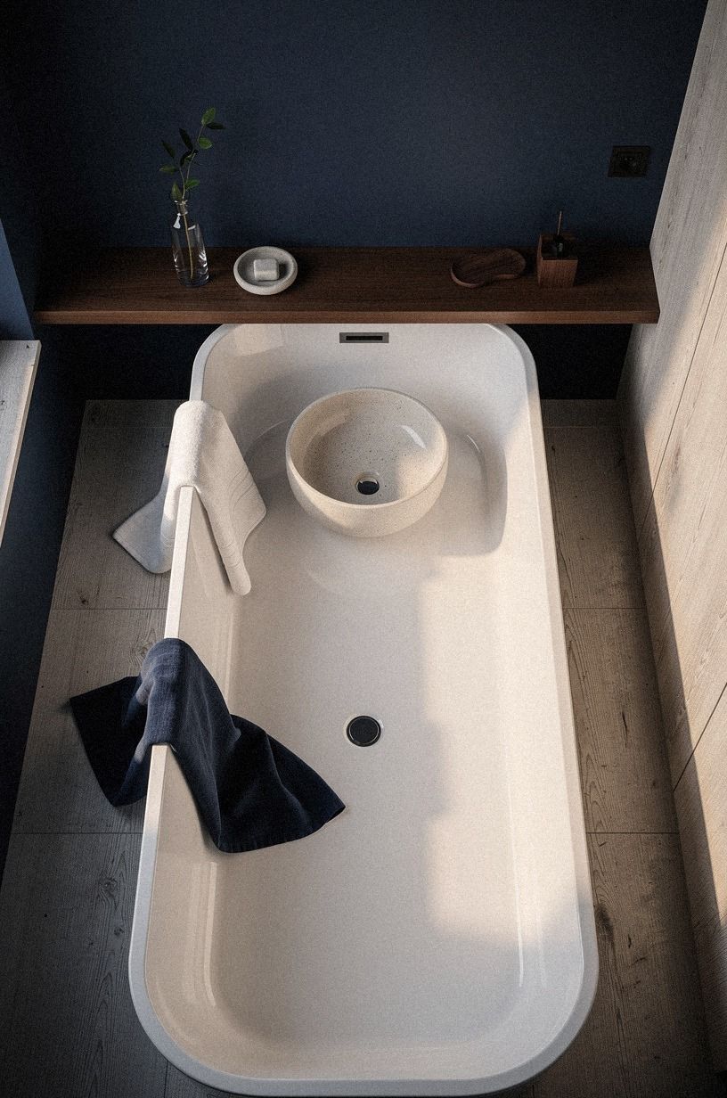 Style the Tub With One Ceramic Vessel