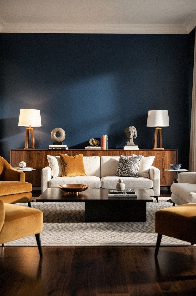 Paint the back wall in Farrow & Ball Hague Blue