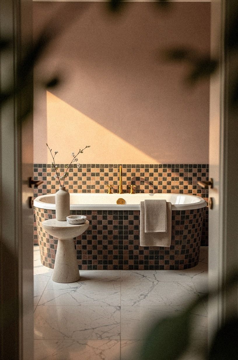 Frame the tub with hand-glazed zellige