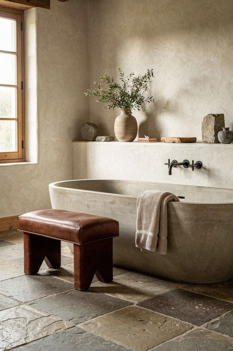 Mix the tub with a leather stool
