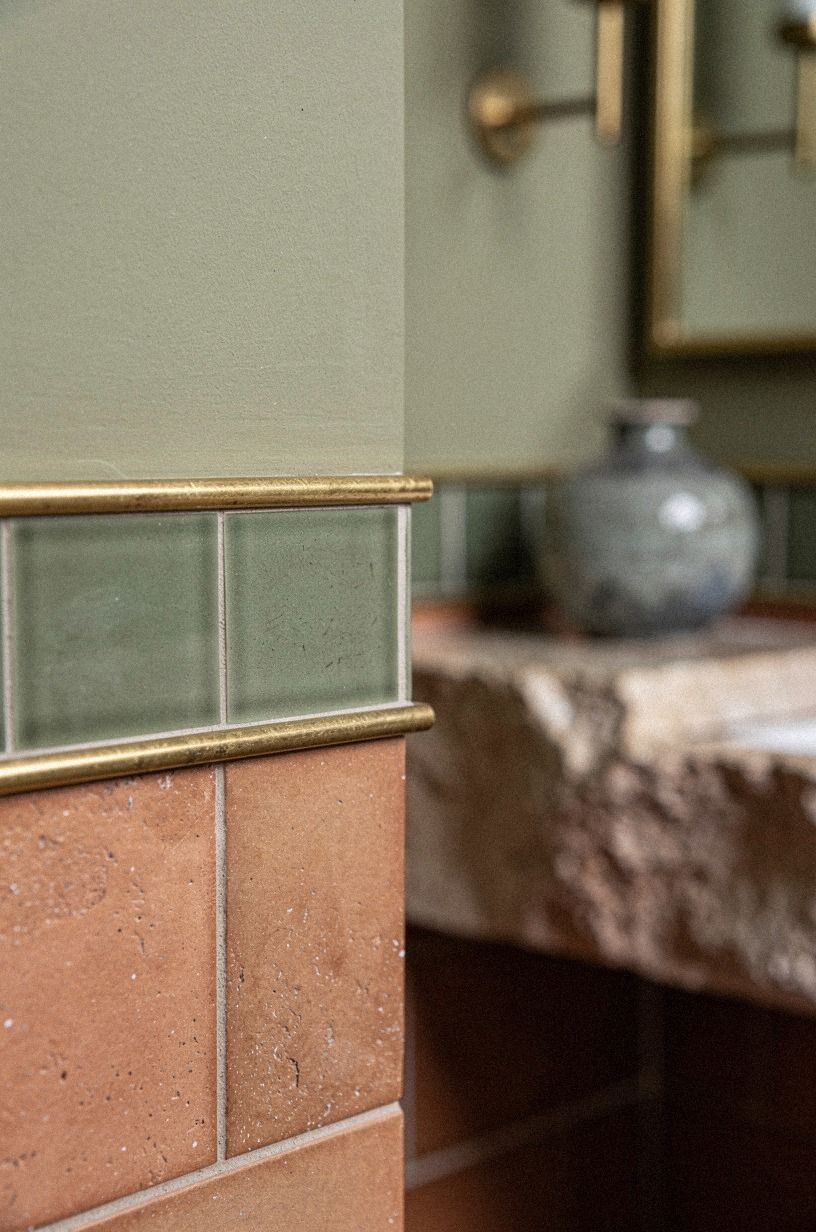 Add a muted green tile stripe