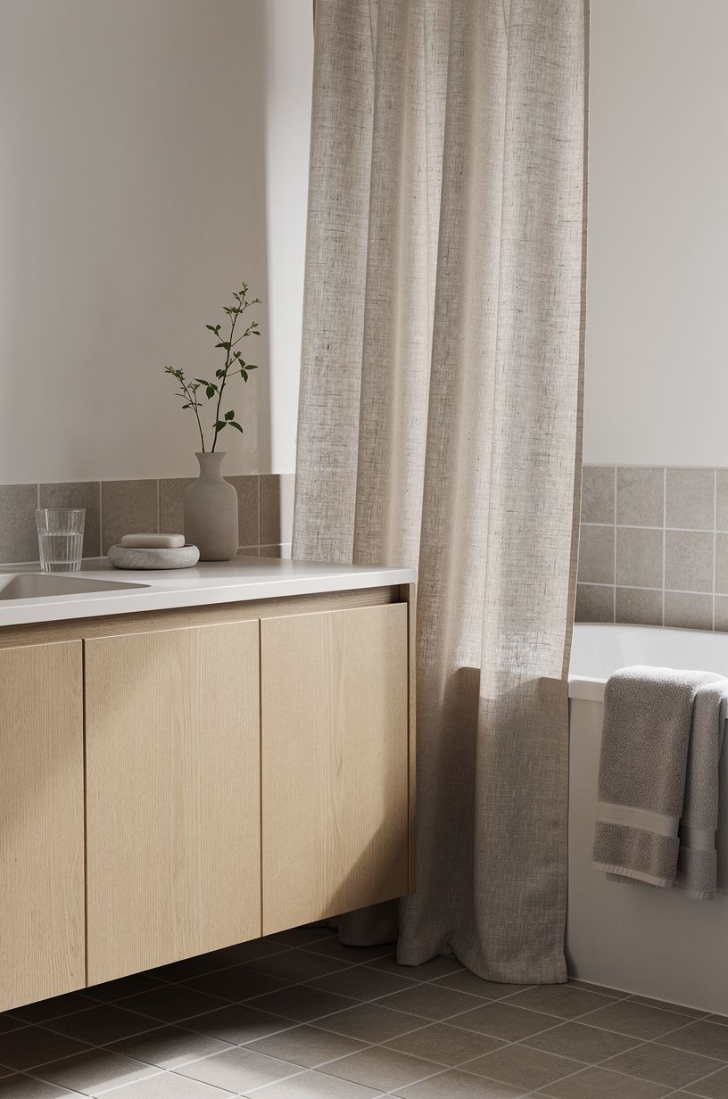 Hang linen instead of a heavy shower curtain