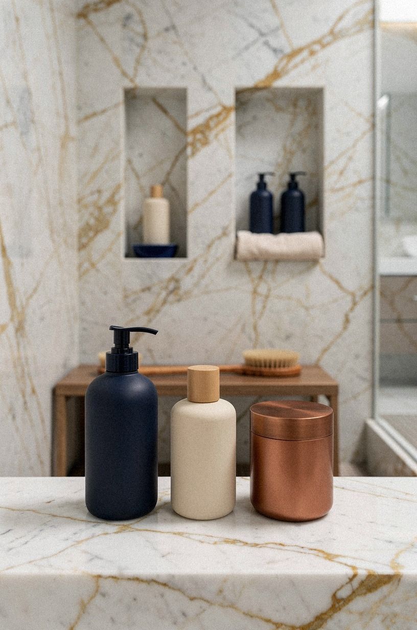 Apply the Three-Height Bottle Rule for shower organizer ideas