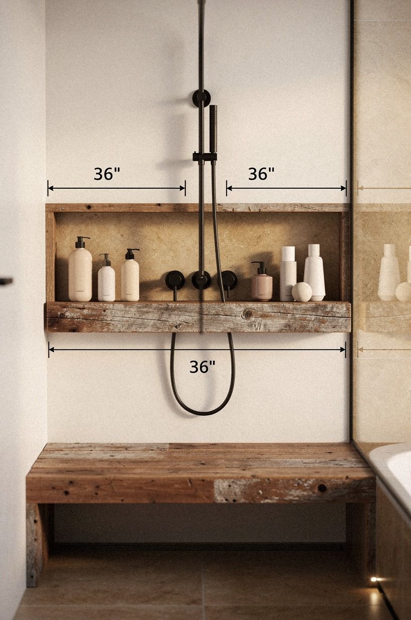 Measure the 36-inch comfort zone for in shower organization