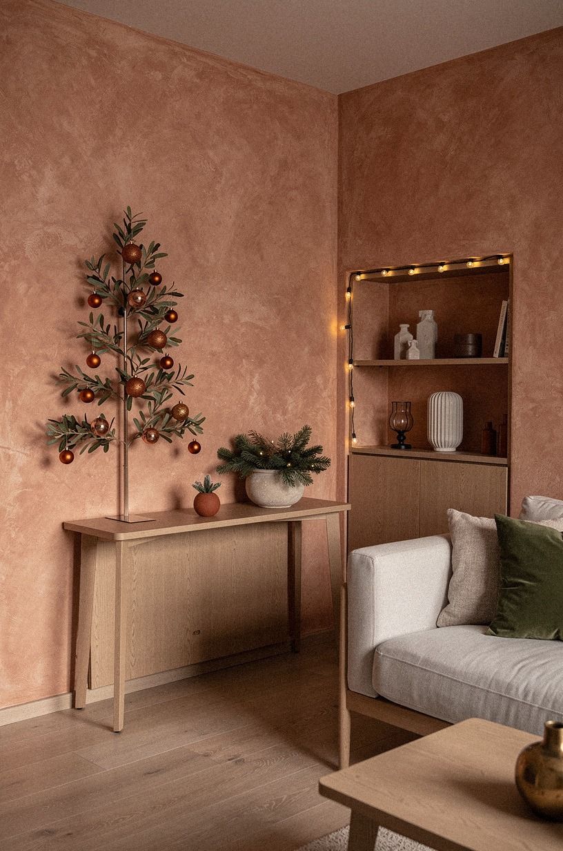Paint one calm backdrop for space saving Christmas decor