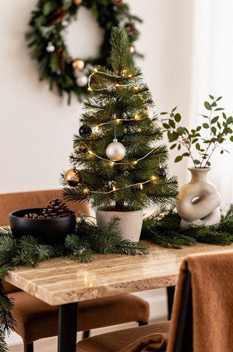 Swap a floor tree for a table-height evergreen